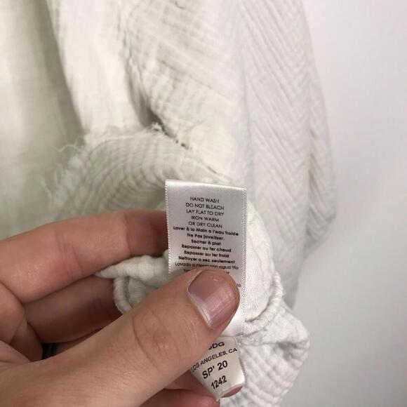 Nation LTD Top Womens M Mimi Romance Textured Gauze Fringe Hem Natural Boho - Picture 8 of 10